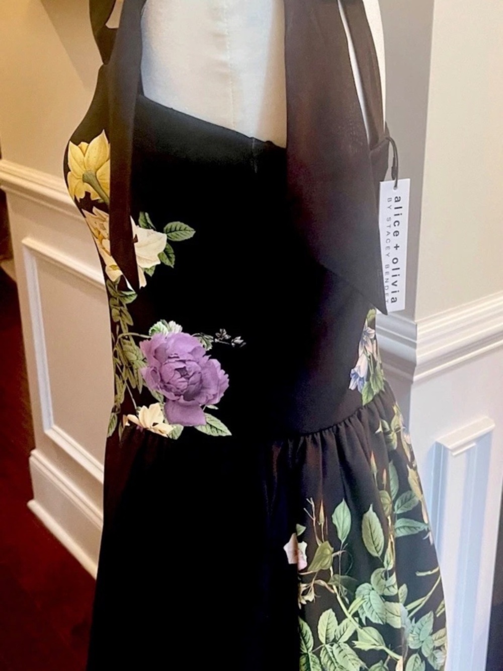 Alice + Olivia Oriana Tie Strap Drop Waist Midi Dress In Venus Floral Sz 6 NWT - Picture 6 of 16